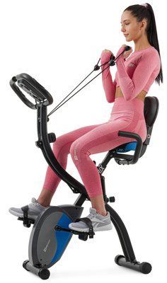 Велотренажер магнітний Hop-Sport HS-3010X Grix X-Bike з еспандерами чорно-синій 10055 фото